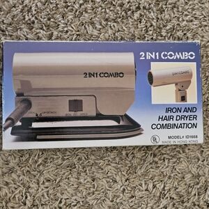 2 in 1 Combo Women's Iron & Hair Dryer Combination Vintage Made In Hong Kong